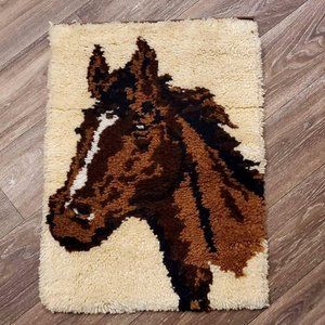 Vintage Horse Hook Loop A Rug Wall Hanging #25-16" - CHAMPION 20x27 Wood Hanger